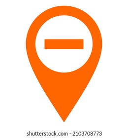 Minus and location pin on white