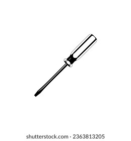 Minus or Negative Screwdriver Silhouette, can use for Art Illustration, Logo Gram, Pictogram, Website, Apps, or Graphic Design Element. Vector Illustration