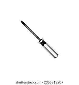 Minus or Negative Screwdriver Silhouette, can use for Art Illustration, Logo Gram, Pictogram, Website, Apps, or Graphic Design Element. Vector Illustration
