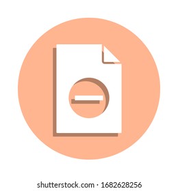 Minus on document badge icon. Simple glyph, flat vector of file and documents icons for ui and ux, website or mobile application