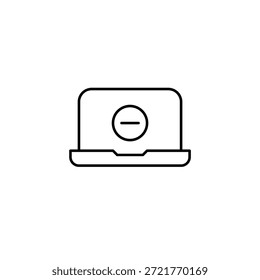 Menos en el portátil. Quitar imagen de usuario o de perfil. Restringir el acceso. Icono de Vector de trazo perfecto y editable