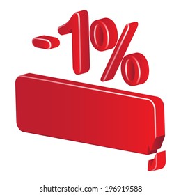 Minus One Per Cent (red) On A White Background