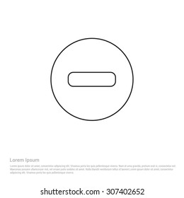 Minus Outline Icon - Vector Illustration - Flat pictogram icon