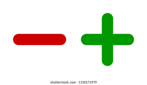 Minus & plus sign icons. Negative and positive symbols. Icon SET.