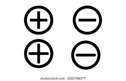 Minuszeichen, Symbole, flache runde Knöpfe. Vektor-EPS10