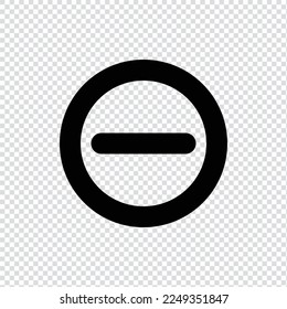 Minus, remove outline icon in transparent background, basic app and web UI bold line icon, EPS10