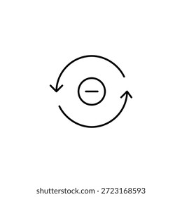 Menos en flechas Renovar. Actualizar cancelados, actualización no disponible. Icono de Vector de trazo perfecto y editable
