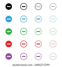 Minus round isolated icon, minus circle outline vector icon with editable stroke, minus icon vector image or sign.