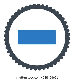Minus round stamp icon. This flat vector symbol is drawn with smooth blue colors on a white background.