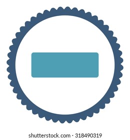Minus round stamp icon. This flat vector symbol is drawn with cyan and blue colors on a white background.
