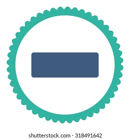 Minus round stamp icon. This flat vector symbol is drawn with cobalt and cyan colors on a white background.