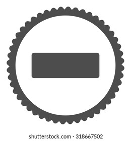 Minus round stamp icon. This flat vector symbol is drawn with gray color on a white background.