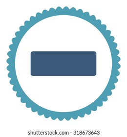 Minus round stamp icon. This flat vector symbol is drawn with cyan and blue colors on a white background.