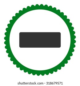Minus round stamp icon. This flat vector symbol is drawn with green and gray colors on a white background.