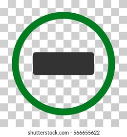 Minus rounded icon. Vector illustration style is flat iconic bicolor symbol inside a circle, green and gray colors, transparent background. Designed for web and software interfaces.