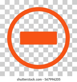 Minus rounded icon. Vector illustration style is flat iconic symbol inside a circle, orange color, transparent background. Designed for web and software interfaces.