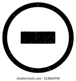 Minus rubber seal stamp watermark. Icon symbol inside circle frame with grunge design and dirty texture. Scratched vector black ink sign on a white background.