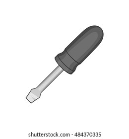 Minus screwdriver icon in black monochrome style isolated on white background. Repair symbol vector illustration