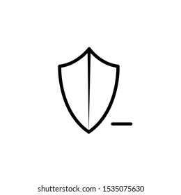 minus in security shield icon. Signs and symbols can be used for web, logo, mobile app, UI, UX on white background