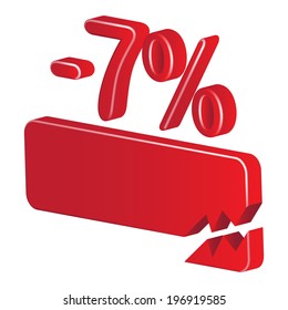 Minus seven per cent (red) on a white background