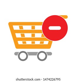 minus shopping cart icon. flat illustration of minus shopping cart vector icon. minus shopping cart sign symbol