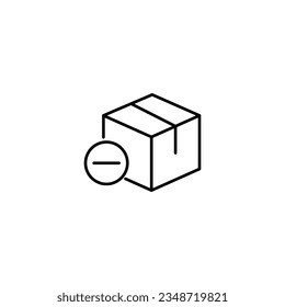Minus Sign by Box Vector Symbol. Perfect for web sites, books, stores, shops. Editable stroke in minimalistic outline style