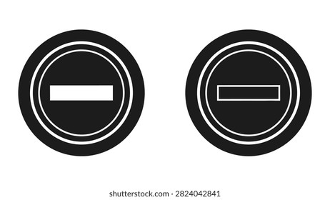 Minus sign in circular frame icon set for removal or negative action in user interface design