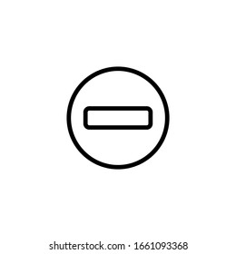 Minus sign icon in linear, outline icon isolated on white background