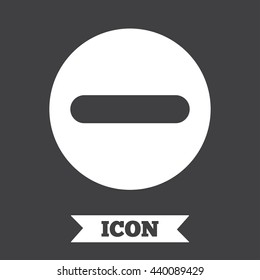 Minus sign icon. Negative symbol. Zoom out. Graphic design element. Flat minus symbol on dark background. Vector