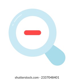 Minus sign inside the magnifier concept icon of zoom out in flat style