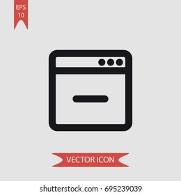 Minus sign on browser window vector icon, illustration symbol