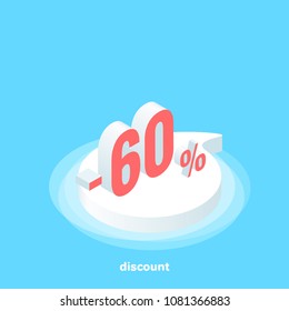 minus sixty percent discount, isometric image