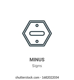 Símbolo menos dentro de un icono de vector de contorno de círculo. Símbolo menos negro de línea delgada dentro de un icono de círculo, ilustración de elemento simple vector plano de signos editables concepto de trazo aislado en blanco 