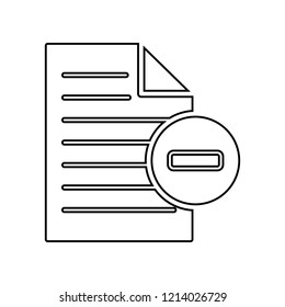 minus text file icon. Simple outline vector of web, minimalistic set for UI and UX, website or mobile application