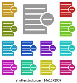 minus text file multi color icon. Simple glyph, flat vector of web icons for UI and UX, website or mobile application