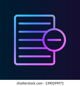 minus text file nolan icon. Simple thin line, outline vector of web icons for UI and UX, website or mobile application