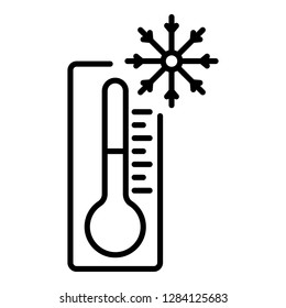 Minus thermometer icon. Outline minus thermometer vector icon for web design isolated on white background