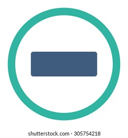 Minus vector icon. This rounded flat symbol is drawn with cobalt and cyan colors on a white background.