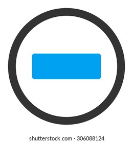Minus vector icon. This rounded flat symbol is drawn with blue and gray colors on a white background.