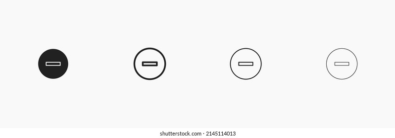 Signo de vector menos. Icono de menos en vector circular