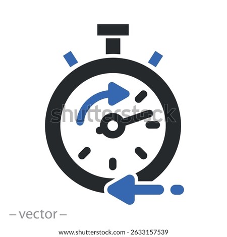 minute arrow chronometer, accelerate icon, fast progres, sport stopwatch, flat vector illustration