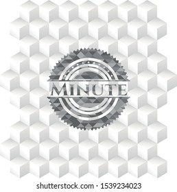 Minute grey emblem with cube white background