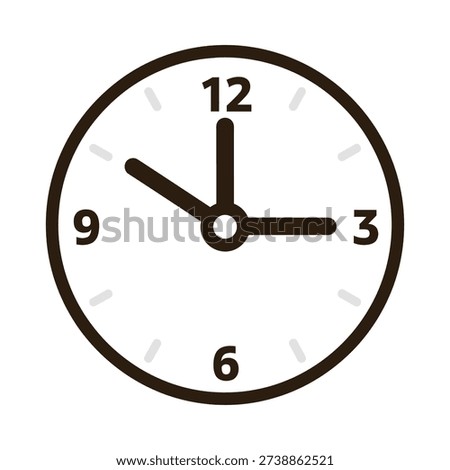 Minute hands set against a light background highlight this round wall clock