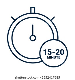 Ícone de 15 a 20 minutos - relógio representando processos dentários rápidos e eficientes