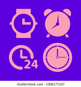 minute icon set with clock, alarm clock and watch vector illustration
