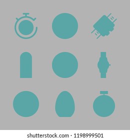 minute icon set. vector set about alarm bell, stopwatch, clock and wristwatch icons set.