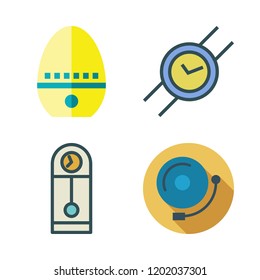 minute icon set. vector set about wristwatch, alarm bell, clock and timer icons set.