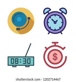 minute icon set. vector set about timer, alarm bell and alarm clock icons set.