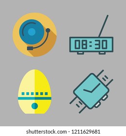 minute icon set. vector set about wristwatch, timer, alarm clock and alarm bell icons set.