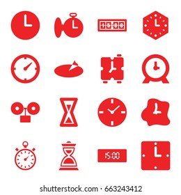 Minute icons set. set of 16 minute filled icons such as clock, hourglass, stopwatch, wall clock, sundial, digital clock